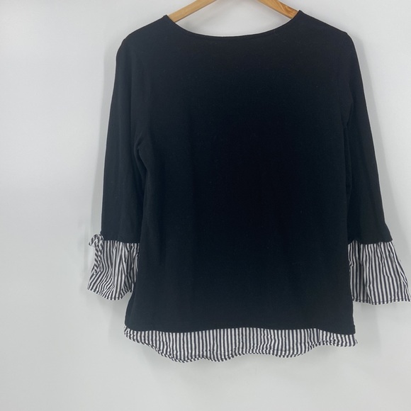 Jones NY black and white top with stripes medium - Picture 11 of 12